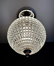 Vintage 1950s 60s Mid Century Modern Chrome Ceiling Light Fixture MCM Round Orb picture