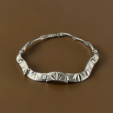 Vintage Sterling Silver Diamond Cut Link Bracelet 8g 5mm 7.25