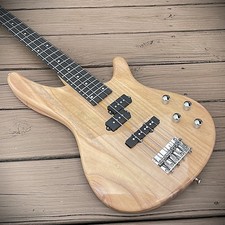 Full-Size Natural Bass Guitar with High Gloss Finish, 24-Frets, S-S Pickups picture