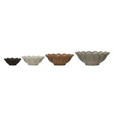 Creative Co-Op Stoneware Flower Set of 4, 6