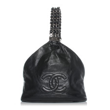 Authentic CHANEL RARE black mini rock & chain silver hardware bag picture
