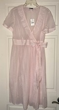NWT J.Crew Pink Swiss Dot Wrap Dress Size 10 Ruffle V-Neck Short Sleeve picture