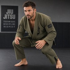 Elite Sports BJJ Gi Jacket Mens A1 Olive Green Technical Fightwear Pearl Weave picture