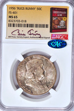 1956 Bugs Bunny FS-401 Franklin Half NGC CAC MS 65 Bill Fivaz Signed Label 50C picture