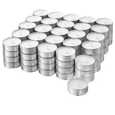 Long Burning Unscented Tea Light Candles, In White Pack Of 100 picture