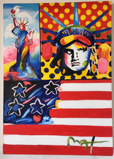 PETEX MAX 28x20 in. Painting on canvas (Statue of Liberty) signed & stamped. picture