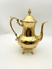 Vintage Sheridan Taunton Gold Plated Footed Coffee Pot Hollywood Regency 1970s picture