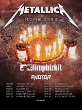 Metallica M72 World Tour With Limp Bizkit Avatar Concert Poster picture