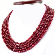 Amazing 5 Strand 553.50 Cts ENHANCED Ruby Round Shape Beads Necklace (RS) picture