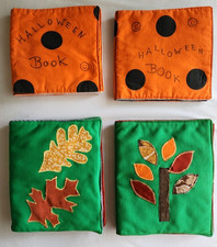 Vtg Handcrafted Fabric Quiet Book Lot 4 Halloween Fall Thanksgiving Toddler picture