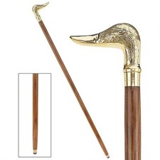 King Style Elegant Duck Polished Brass Hardwood Wooden Cane Walking Stick 36
