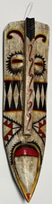 Set of 3 African Style Carved Wood Wall Masks Tribal Decor 19.5in picture
