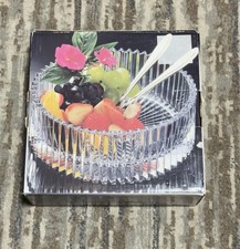 New Crystal Hostess Bowl MIKASA Serving Diamond Fire 8.25” picture