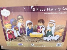 Vintage General Foam Plastics Blow Mold Child Nativity 10pc Complete Set picture