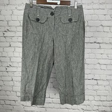 NWT Sharagano Studio Black Beige Linen Blend Retro Ankle Pant Size 8P (30X18) picture