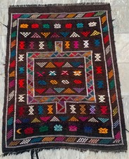 Vintage Moroccan Barber: Wool Area Kilim, Traditional Carpet (3x4 ft.) picture