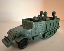 VINTAGE MARX BATTLEGROUND-DARK GREEN HALF TRACK W/04-SEATED MARINES-VG HTF LOT picture
