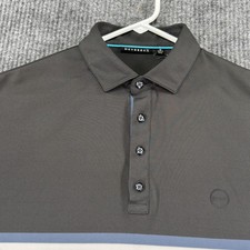 Devereux Polo Shirt Mens Medium Gray White Stripe Golf Performance Stretch picture