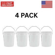 4 Pack United Solutions 5 Gallon Utility Bucket with Comfort Handle Pail picture