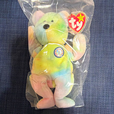 Ty Beanie Babies Pastel Tie-Dye Teddy Bear Sealed Bag Vintage 1999 picture