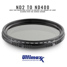 ULTIMAXX 49mm Variable Neutral Density Twisting Multi-Coated Filter ND2-ND400 picture
