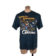 Vintage 1995 Harley Davidson 3D Emblem Carolinas Myrtle Beach NWT Blue Shirt picture