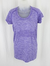 Lululemon Women's Purple Print Short Sleeve Activewear T Shirt Top Size 8 picture