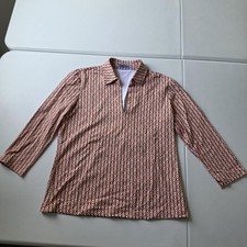 J.McLaughlin Catalina Blouse Womens Medium Beige Geometric Jersey 3/4 Sleeve Top picture