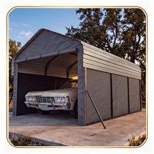 10x15ft Car Shelter Metal Carport Enclosed Car Ports Heavy Duty Storage Outdoor picture