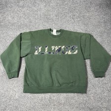Vintage Illinois Sweatshirt Mens XL Green NCAA College Fruit Of Loom Plaid picture