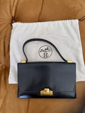 Vintage Hermès Black Box Calf Gold Hardware Handbag picture