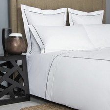 FRETTE ONE BOURDON KING 4 PIECE SHEET SET PERCALE WHITE/GREY picture