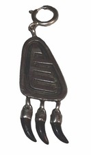 Hopi Overlay Pendant 925 Silver authentic Three Bird Talons Signed DL picture