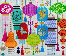 Needlepoint Handpainted JP Needlepoint Chinese Lanterns 14x12 picture