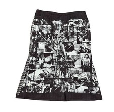 Isabel de Pedro Euro Cyber Avant Garde Surreal Graphic Print Midi Skirt Brown picture