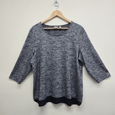 Chicos 3/4 Sleeve Layered Look Blouse Top Chicos Size 3 US Size XL Metallic Blue picture