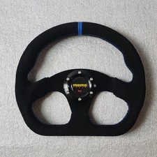 MOMO Black Suede Leather D Shape Street Sport Steering Wheel 320mm 12.5in BSLBB picture