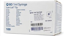 BD Syringe 1 mL Luer-Lok tip STERILE Box of 100 #309628 Brand New EXP.08-2030 picture