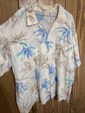 True Vtg 60s Raw Silk Hawaiian Shirt 3XL Bird of Paradise Pattern Matched Mint picture