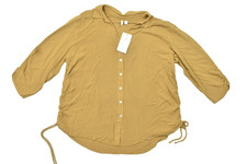 Cato Limited Edition Women's 18/20W Mustard Yellow Rayon Button Up Blouse Ruched picture