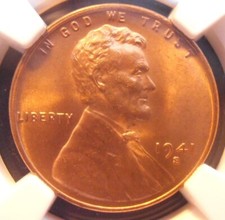 1941 S Lincoln Cent, SCARCE HIGH GRADE NGC Certified MS 67 RD   (41SN83) picture