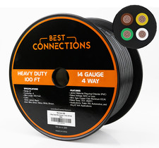 BEST CONNECTIONS 14 Gauge 4 Way Trailer Wire Durable, Weatherproof, Color-Coded picture