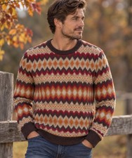 Bonobos Men’s Small Wool Fair Isle Sweater Nordic Geometric Crewneck picture