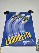 Vtg Vespa Lambretta Art Deco Dealership Advertising Poster, Reid, Signed L.E. #3 picture