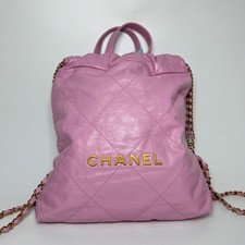 Chanel 22 Backpack Quilted Shiny Calfskin Pink Gold-Tone Bag picture