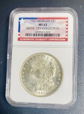 1921 $1 Morgan Dollar NGC MS62 Music City Collections picture