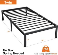 Metal Queen King Full Size Bed Frame Bedroom Sturdy Steel Slat Support Bedstead picture