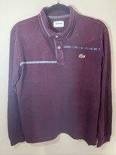Lacoste Burgundy Long Sleeve Polo Shirt Size FR 4 UK M picture