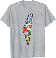Free Palestine Floral Map Free Gaza Palestine Flag Unisex T-Shirt picture