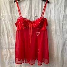 VTG Inner Most Sears Red Heart Mesh Babydoll Lingerie Chemise Slip Dress NWOT 2X picture